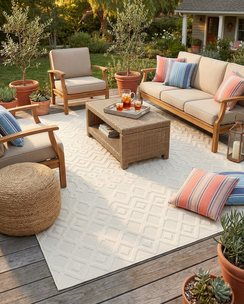 Garden Lattice Charm Collection Area Rug -  Pergola (Ivory) Rectangle Ivory  lifestyle 9