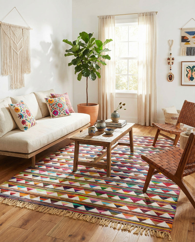 Tulum Trellis Collection Area Rug - Mysore Rectangle Multi  lifestyle 9