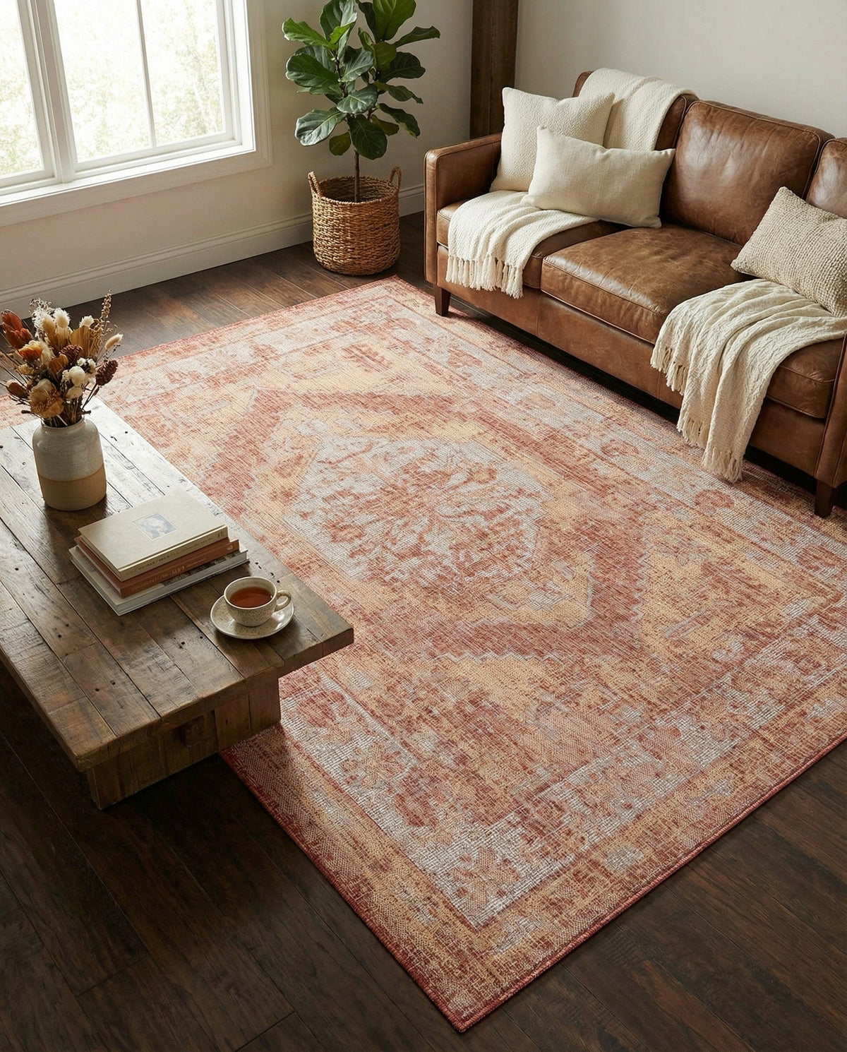 Patio Heritage Collection Area Rug -  Augusta (Rust Red) Rectangle Rust Red  lifestyle 12