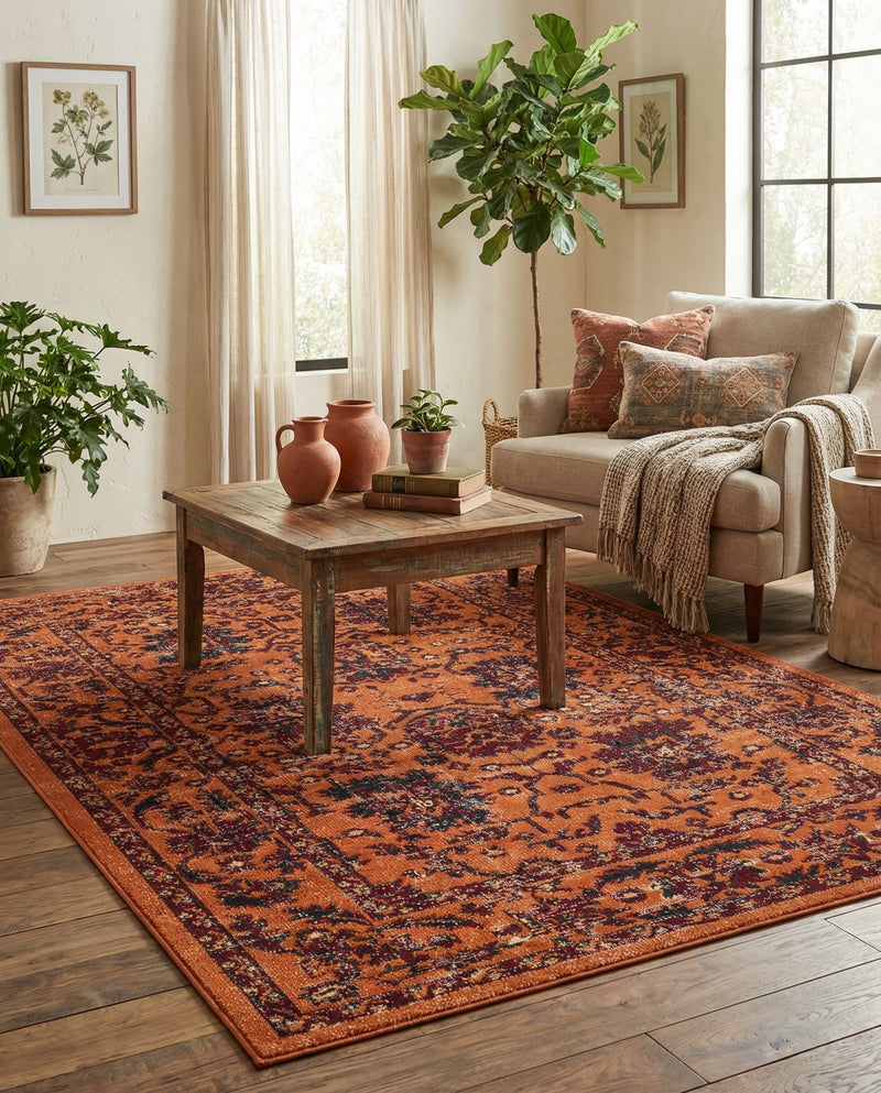 Geneva Terrace Collection Area Rug -  Lausanne Rectangle Orange  lifestyle 44