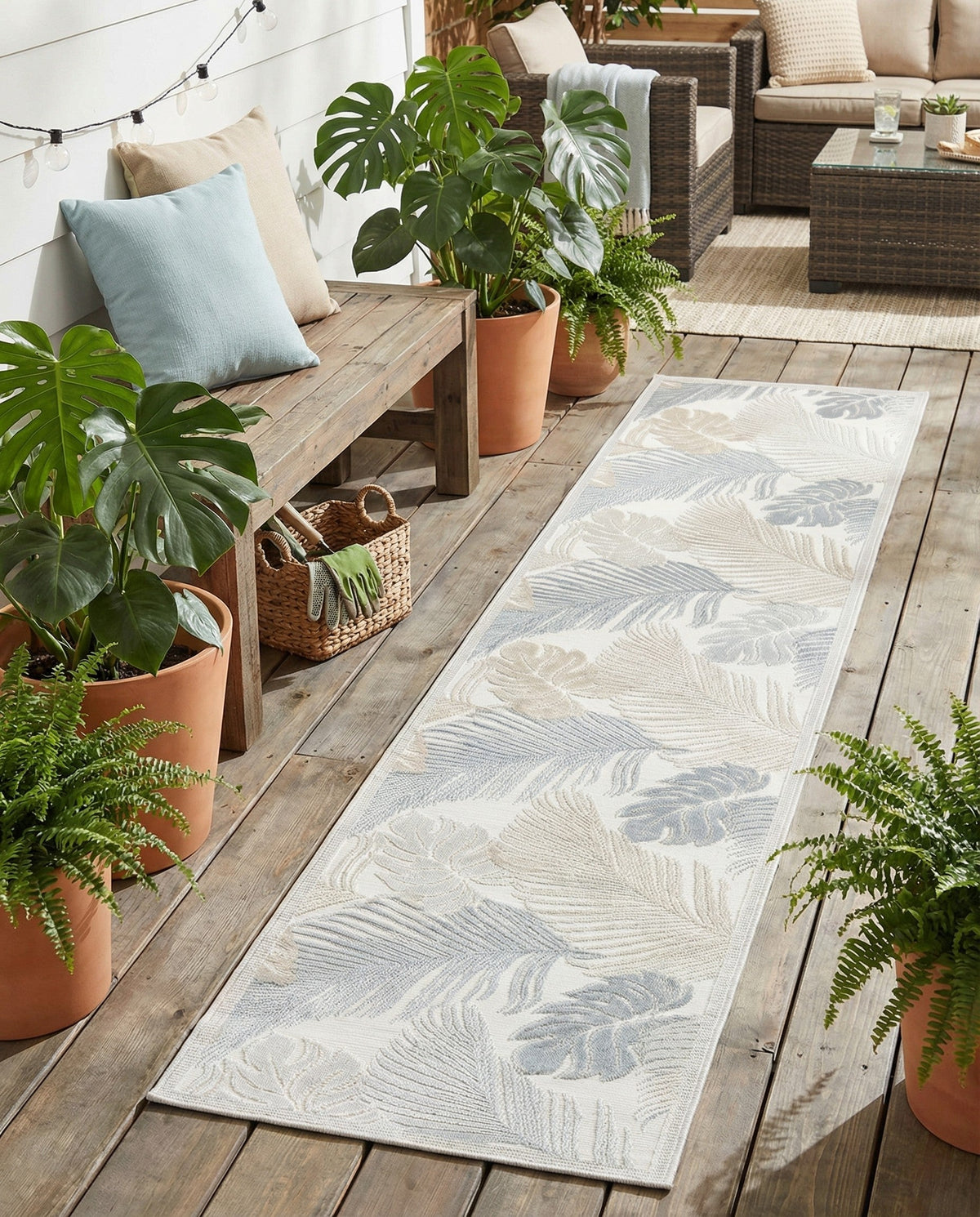 Seaside Blooms Collection Area Rug -  Tranquil Runner Gray  lifestyle 129
