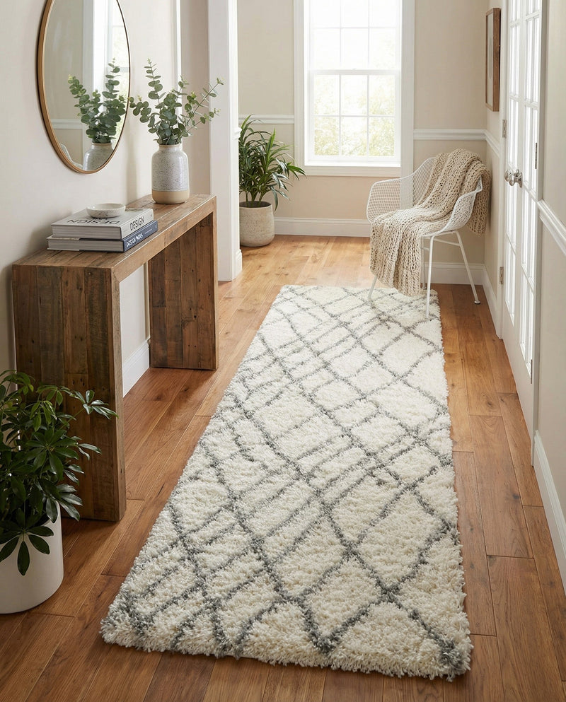 Cozy Haven Shag Collection Area Rug - Serenity (Ivory) Runner Ivory  lifestyle 39
