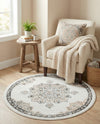 Beverly Grove Collection Area Rug - Melrose (Ivory) Round Ivory  lifestyle 56