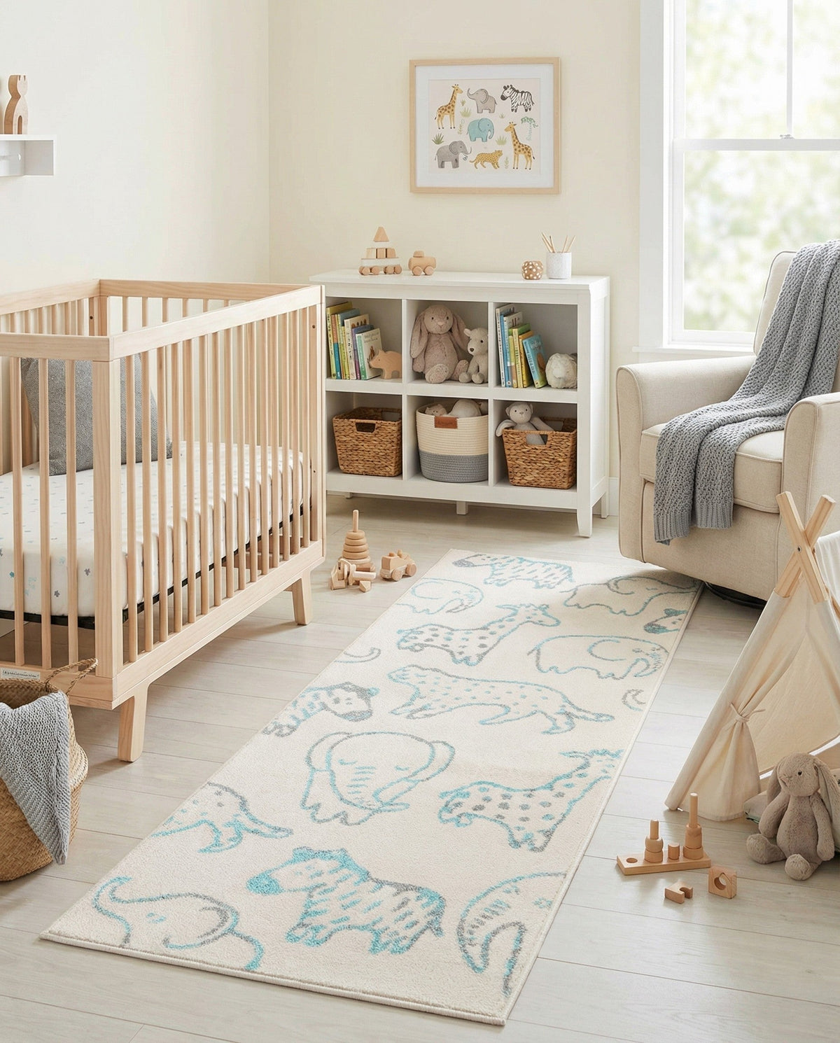 Wonder Tykes Collection Area Rug -  Spectrum Runner Ivory  lifestyle 168