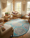Arcadia Rugs Collection Area Rug -  Atlantis (Blue) Oval Blue  lifestyle 79