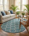 Savannah Pergola Collection Area Rug - Arbor (Teal) Oval Teal  lifestyle 77