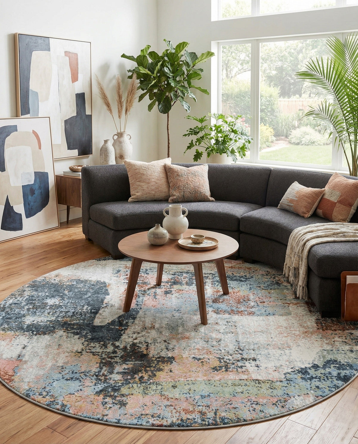 Aegean Elegance Washables Collection Area Rug -  Hydra Round Multi  lifestyle 81