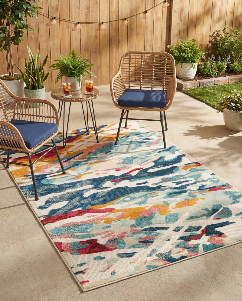 Outdoor Marrakesh Collection Area Rug -  Meknes Rectangle Multi  lifestyle 26