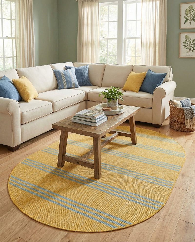 Urban Oasis Rugs Collection Area Rug -  District (Yellow and Aqua) Oval Yellow and Aqua  lifestyle 43