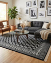 Samarkand Elegance Collection Area Rug -  Margilan (Black and White) Rectangle Black and White  lifestyle 29