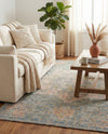 Savannah Threads Collection Area Rug -  Gobi Rectangle Blue and Peach  lifestyle 11