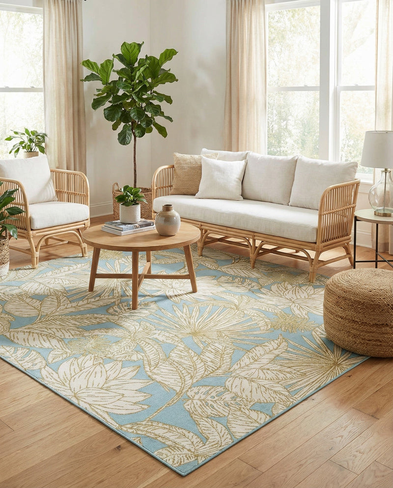 Seaside Blooms Collection Area Rug -  Shalimar Square Soft Blue  lifestyle 71