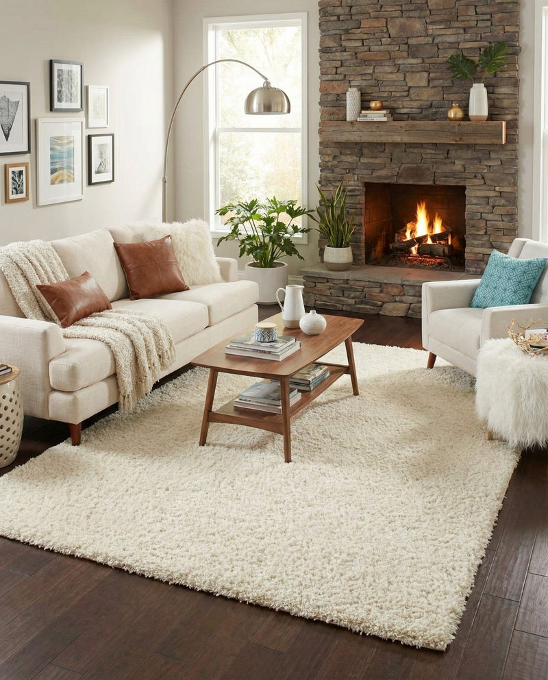 Plush Oasis Collection Area Rug - Serenity (Pure Ivory) Rectangle Pure Ivory  lifestyle 12
