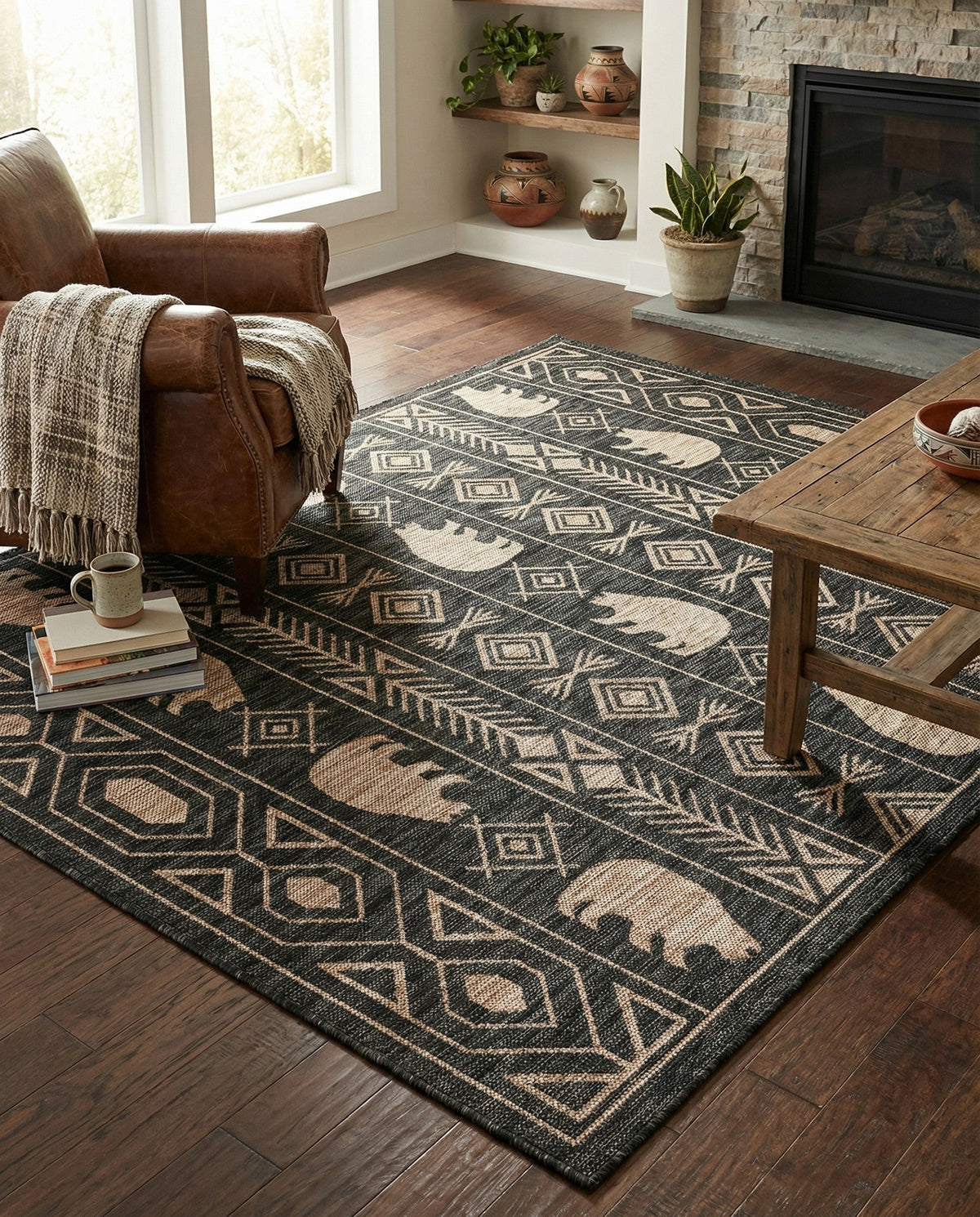 Mesa Oasis Rugs Collection Area Rug - Sundown Rectangle Black  lifestyle 46