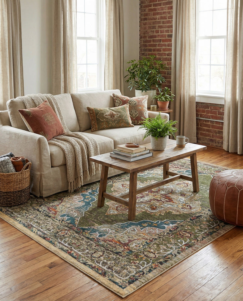 Savannah Soiree Collection Area Rug - Serengeti (Green) Rectangle Green  lifestyle 20