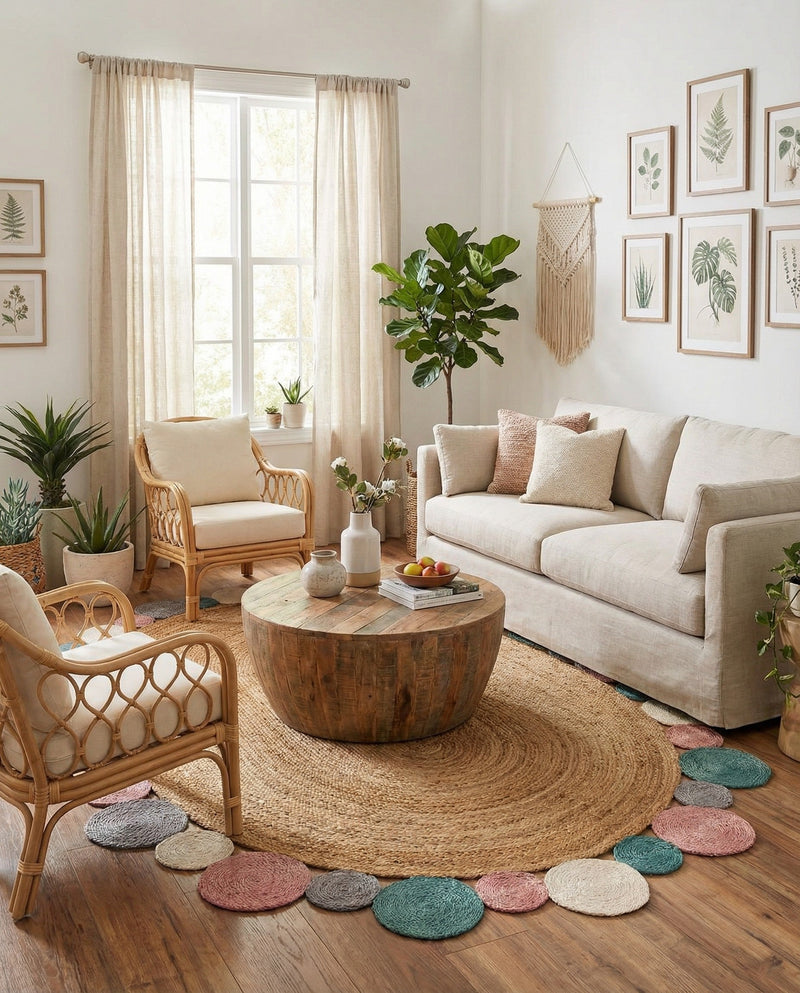 Woven Seaside Jute Collection Area Rug - Sienna Oval Multi  lifestyle 27