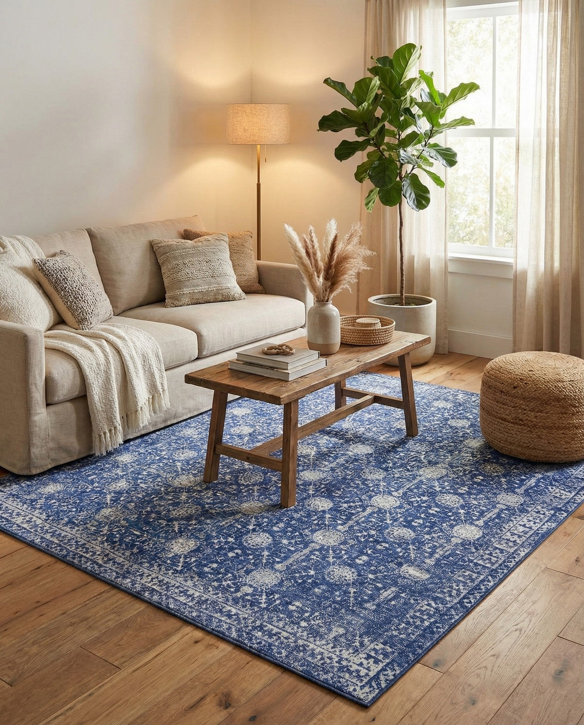 Heritage Elegance Collection Area Rug -  Chatsworth Square Navy Blue  lifestyle 114