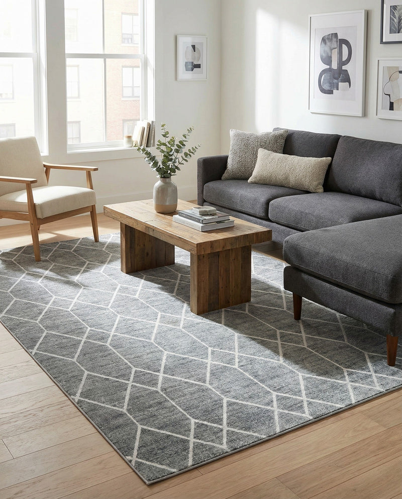 Garden Maze Retreat Collection Area Rug -  Greenbower Rectangle Gray  lifestyle 32