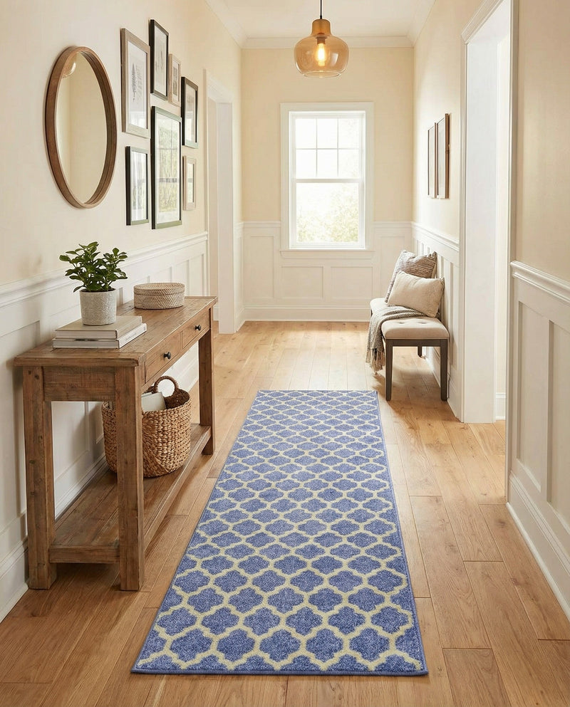 Lattice Gardens Collection Area Rug -  Bloomfield (Light Blue) Runner Light Blue  lifestyle 36