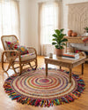 Osian Looms Collection Area Rug - Kathmandu Round Multi  lifestyle 46