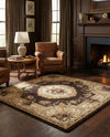 Versailles Elegance Collection Area Rug -  Louveciennes (Brown) Square Brown  lifestyle 36