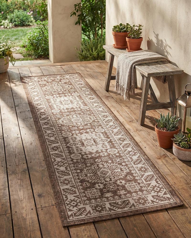 Tribal Terrace Treasures Collection Area Rug -  Incan Isle (Brown) Runner Brown  lifestyle 78