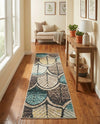 Outdoor Marrakesh Collection Area Rug -  Rabat Runner Gray Blue Ivory  lifestyle 49