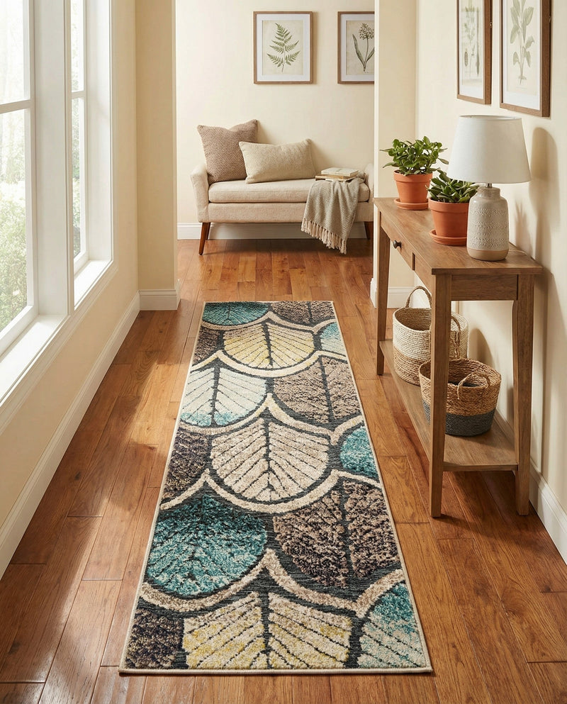 Outdoor Marrakesh Collection Area Rug -  Rabat Runner Gray Blue Ivory  lifestyle 49
