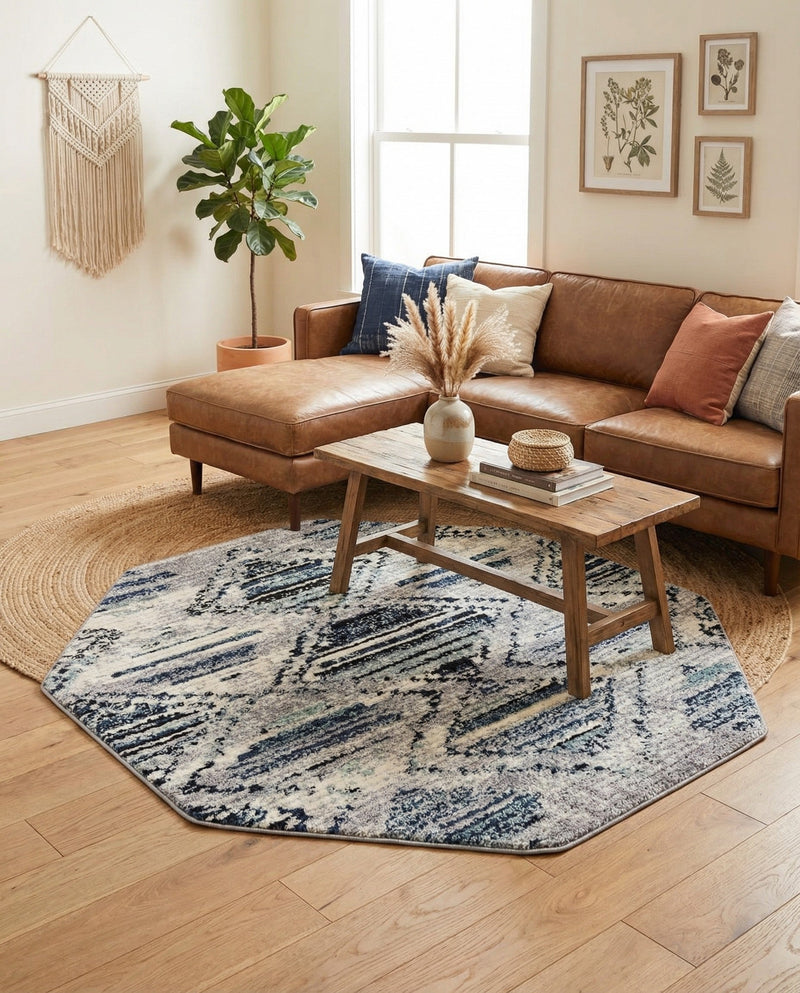 Marrakech Mosaic Collection Area Rug -  Atlas Octagon Blue Gray  lifestyle 61