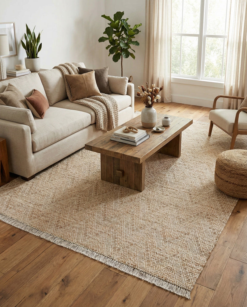 Woven Seaside Jute Collection Area Rug - Oia Rectangle White and Natural  lifestyle 60