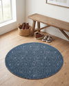 Garden Lattice Charm Collection Area Rug - Arbor (Navy Blue) Round Navy Blue  lifestyle 62