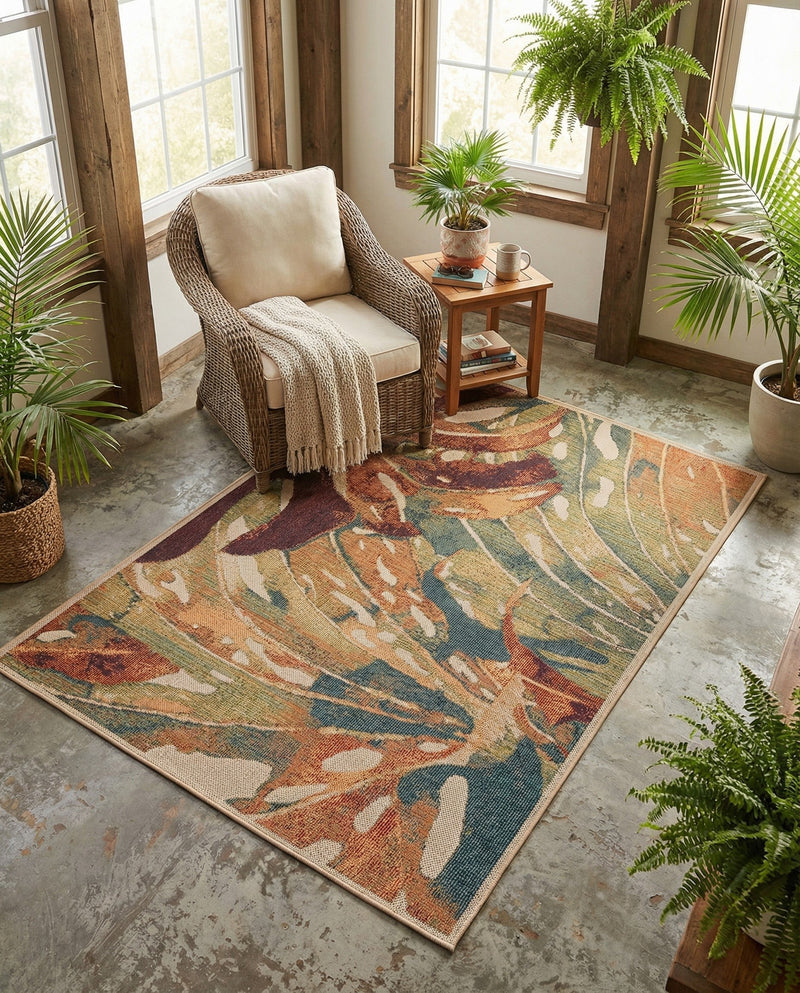 Coastal Terrace Collection Area Rug -  Wavecrest Rectangle Multi  lifestyle 37