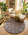 Woolen Sphere Collection Area Rug - Orbsburg (Pink and Purple) Round Pink and Purple  lifestyle 63