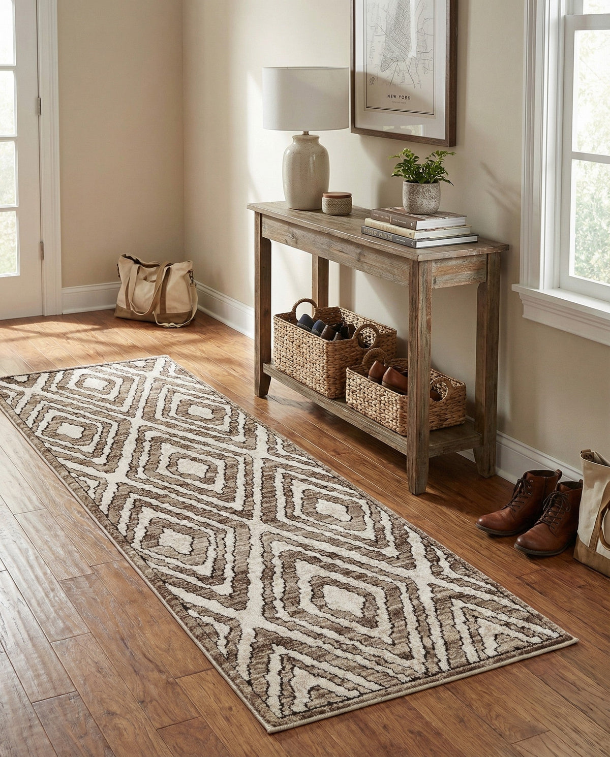 Sanctuary Retreat Collection Area Rug -  Oasis Runner Chocolate Brown  lifestyle 166