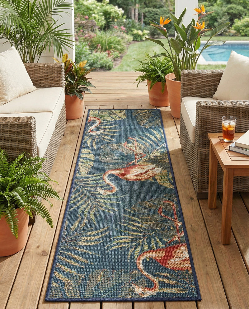 Coastal Terrace Collection Area Rug - Seabreeze Runner Navy Blue  lifestyle 63