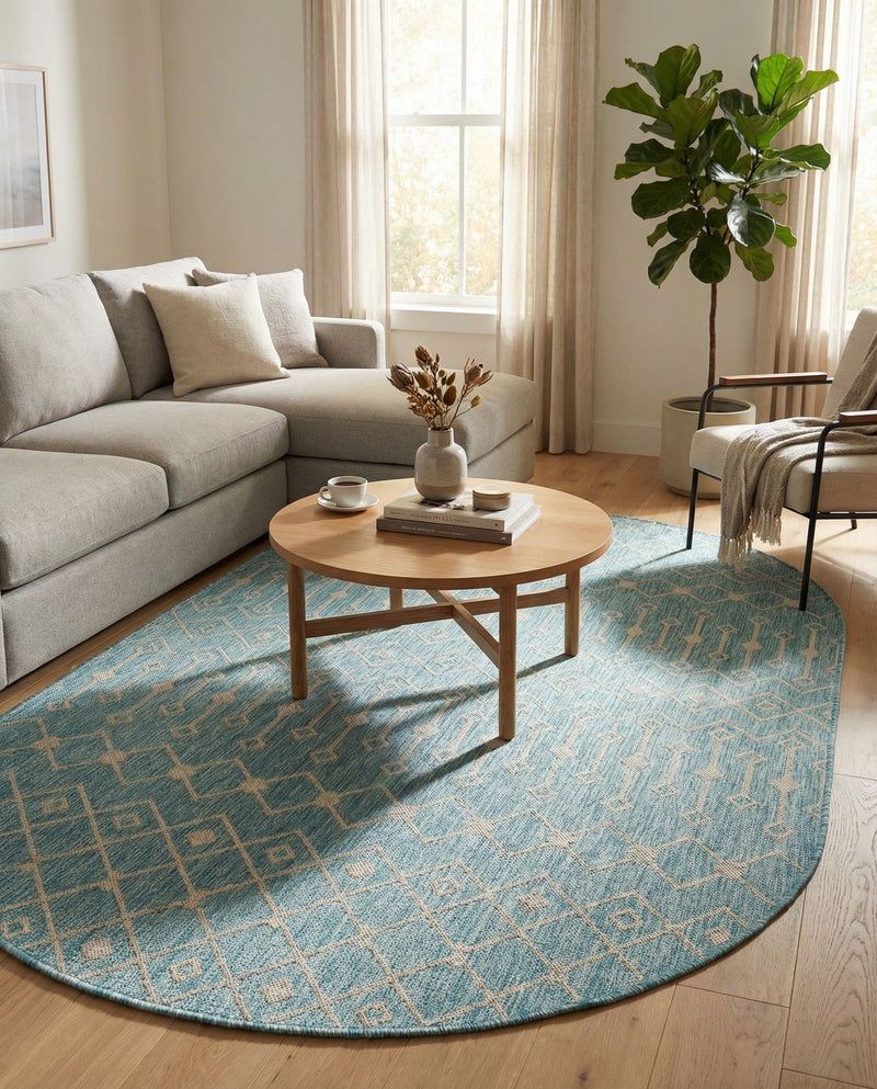 Savannah Pergola Collection Area Rug -  Pergola (Aqua) Oval Aqua  lifestyle 43