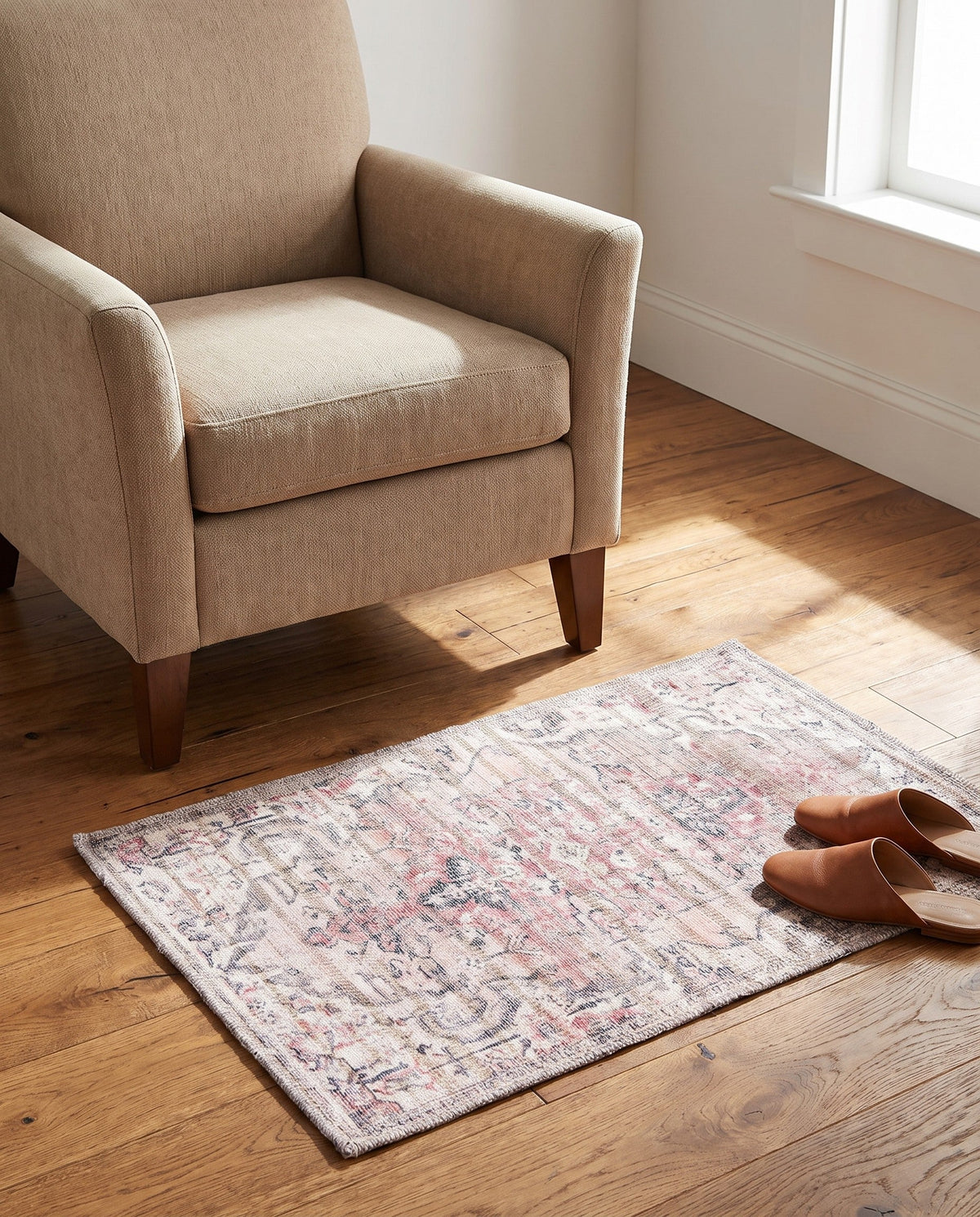 Vintage Memories Collection Area Rug - Echoes Rectangle Beige and Pink  lifestyle 18