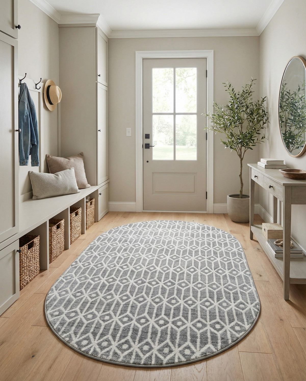 Garden Maze Retreat Collection Area Rug -  Mazeview Oval Gray  lifestyle 129