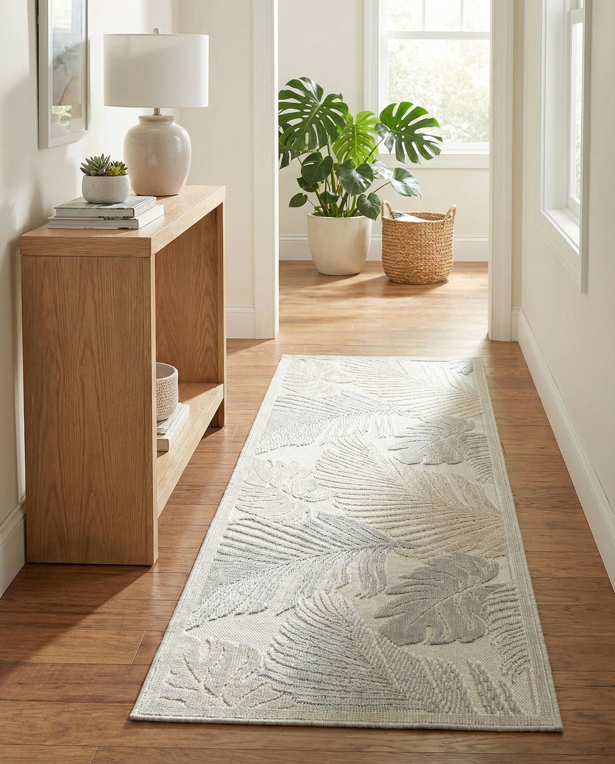 Seaside Blooms Collection Area Rug -  Tranquil Runner Gray  lifestyle 88