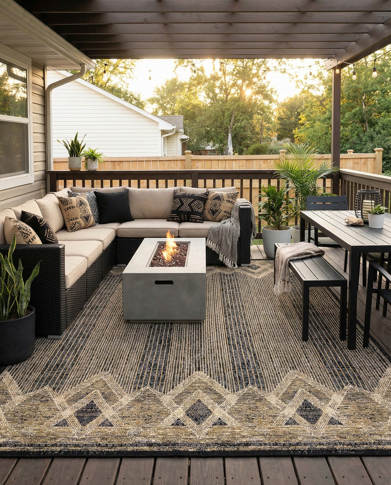 Urban Terrace Collection Area Rug -  Loft Rectangle Charcoal  lifestyle 14