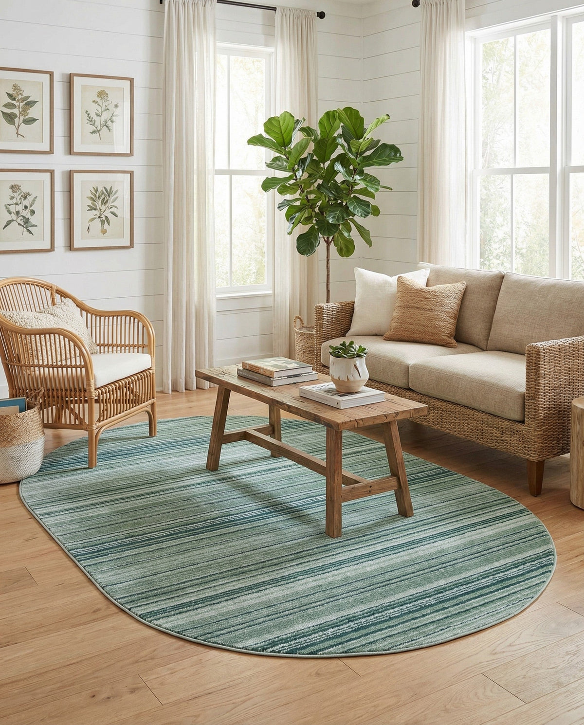 Jewel Oasis Collection Area Rug - Sapphire (Green) Oval Green  lifestyle 134