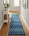 Mediterranean Lattice Collection Area Rug - Santorini (Navy and Teal) Runner Navy and Teal  lifestyle 69