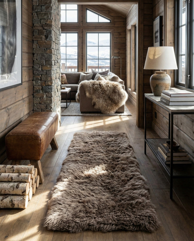 Lambskin Haven Collection Area Rug - Fleeceville Runner Beige  lifestyle 36