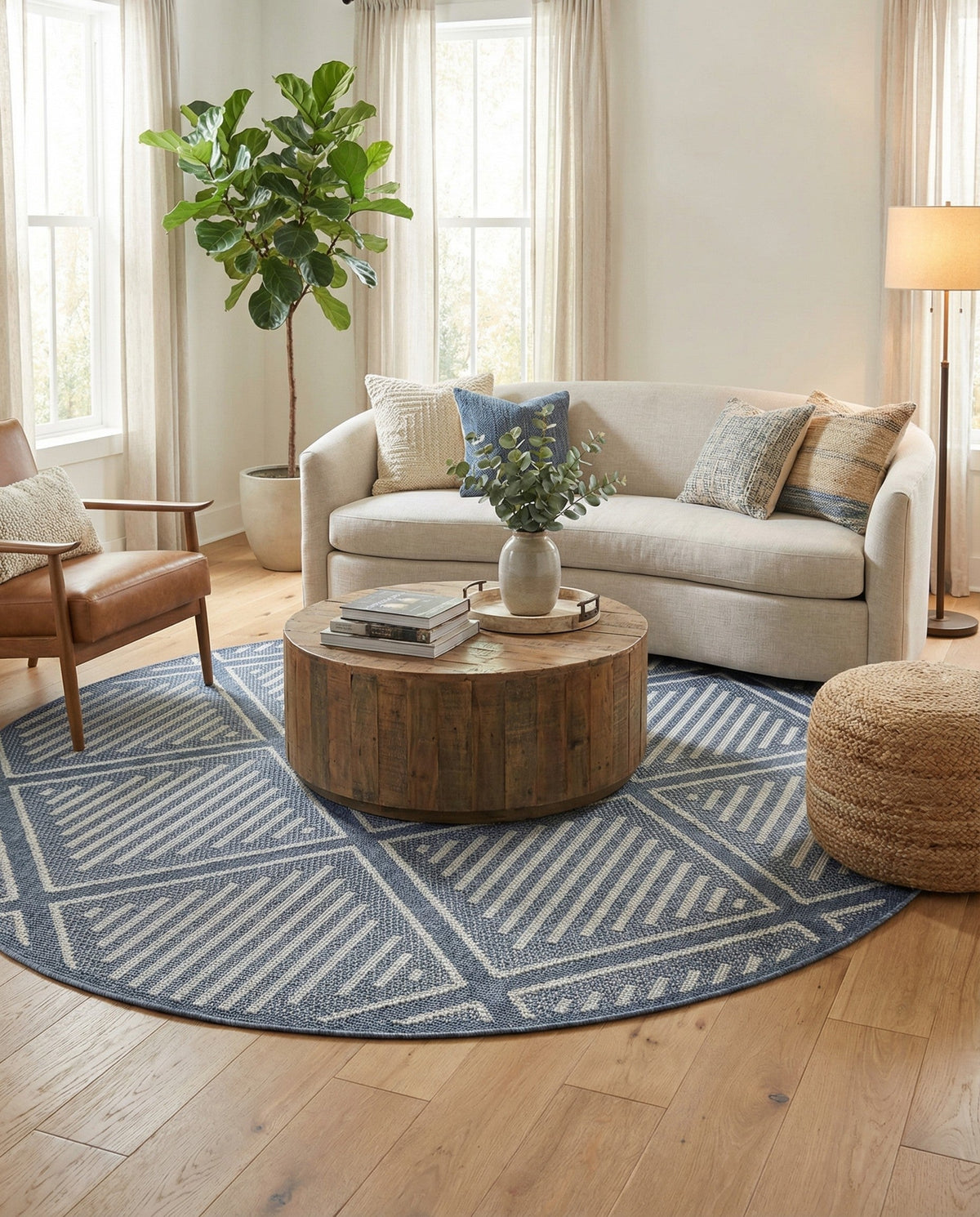 Savannah Pergola Collection Area Rug -  Eden Round Navy Blue  lifestyle 160