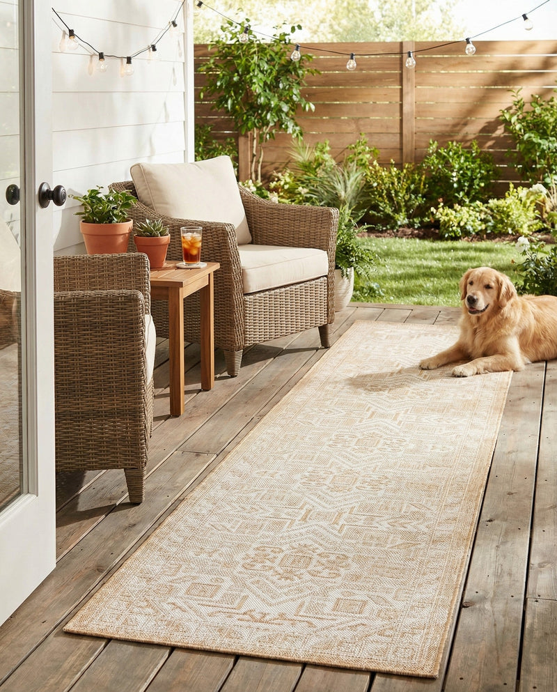 Tribal Terrace Treasures Collection Area Rug - Mayan Marina (Natural) Runner Natural  lifestyle 37