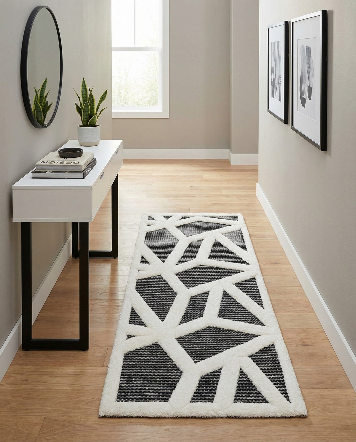 Monochrome Collection Area Rug -  Onyx Runner Gray  lifestyle 144