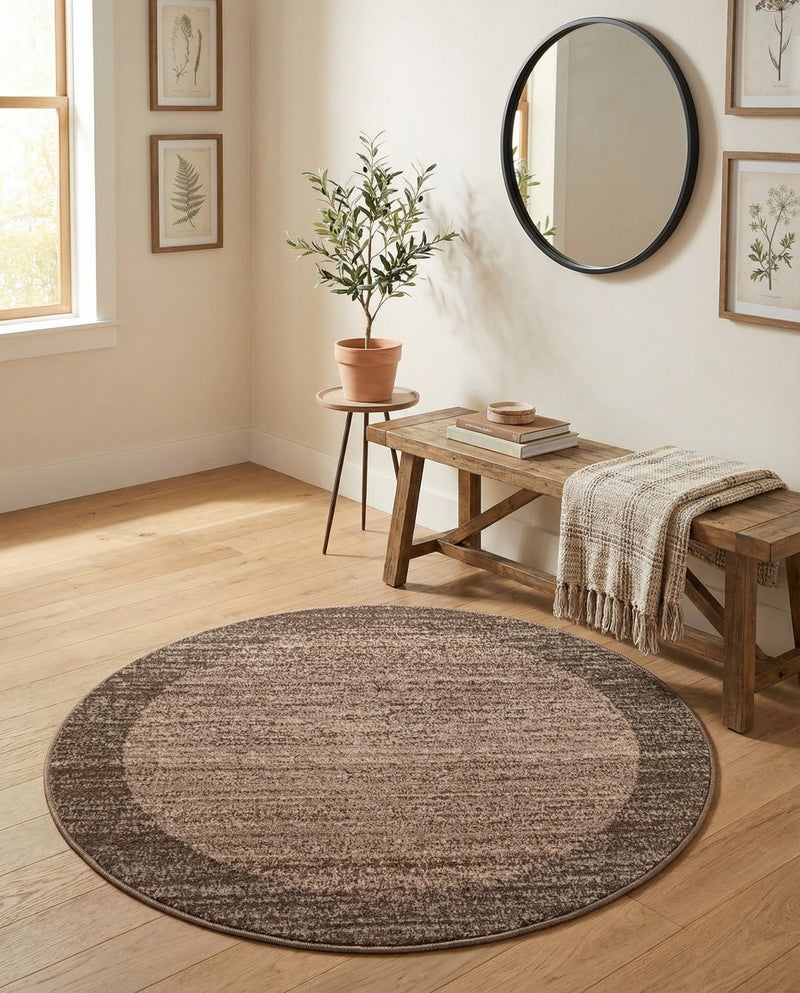 Studio Haven Collection Area Rug -  Conservatory (Light Brown) Round Light Brown  lifestyle 68