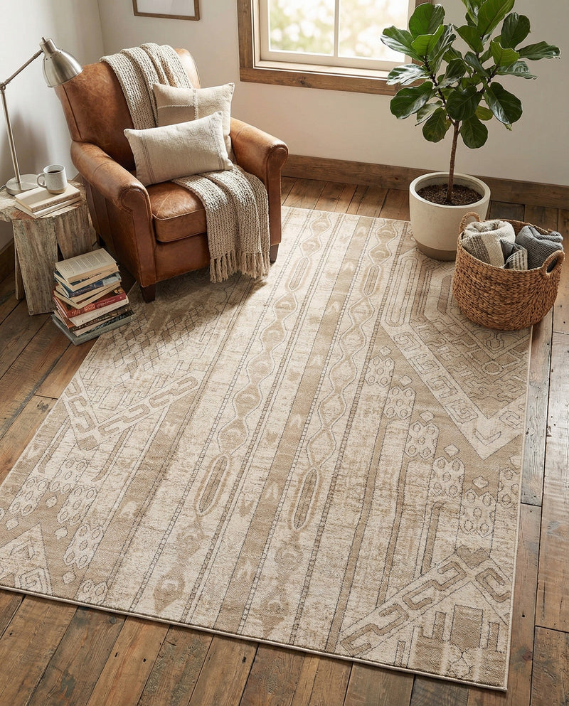 Cascade Range Collection Area Rug - Hood (Ivory) Rectangle Ivory  lifestyle 23