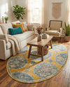 Arcadia Rugs Collection Area Rug -  Atlantis (Yellow) Oval Yellow  lifestyle 75