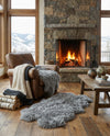 Arctic Lambskin Luxe Collection Area Rug - Tundra Rectangle Gray  lifestyle 36
